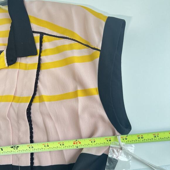 Jason Wu for Target Striped Sleeveless Pleated Shift Mini Dress Medium Pink Blac - Picture 8 of 10